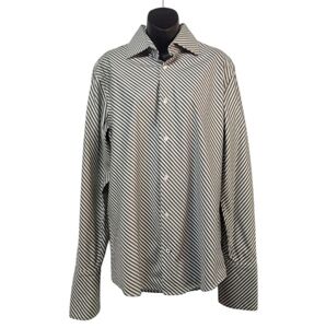 Banana Republic Men's Olive Green /White Striped Button Down Shirt Size M  NWOT